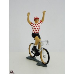 Figurine CBG Mignot Cycliste du Tour de France Maillot à Pois bras en l'air